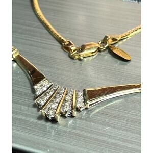 Vintage 14k yellow gold Italy 0.5 cttw fanned herringbone chain necklace 16”